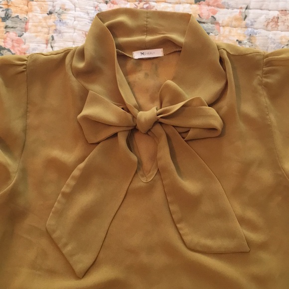 Everly Neck Tie Blouse in Yellow - Picture 2 of 4